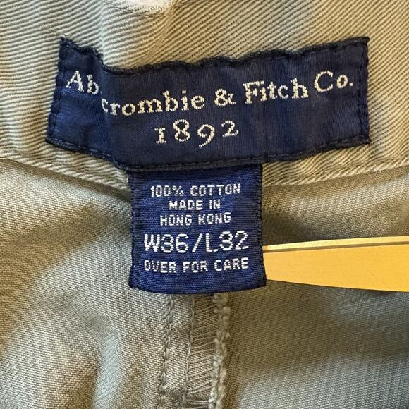 80s/90s Abercrombie & Fitch High Rise Olive Green Chino Pants 36x32 (35x31.5) - Picture 9 of 15